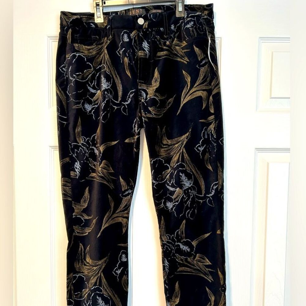7 for all mankind floral black velvet‎ pants, size 12 new